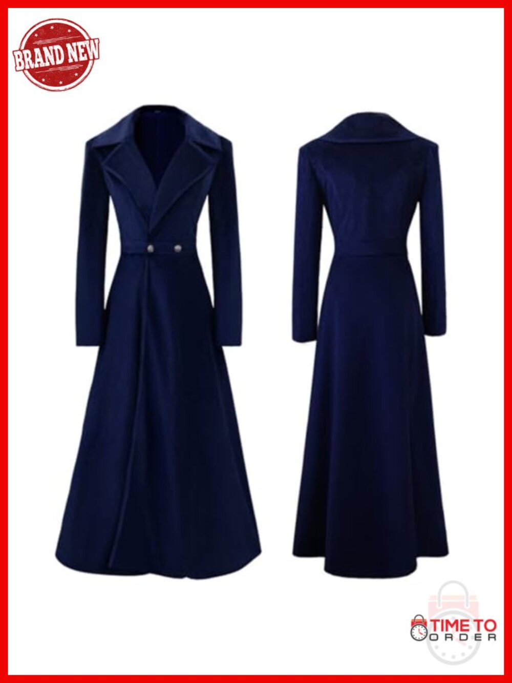 Women Victorian Steampunk Tailcoat Double Breasted Long Trench Coat Medieval